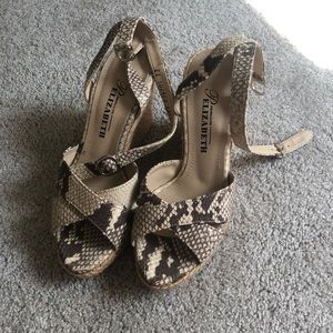 Snake print wedge with ankle strap size 5